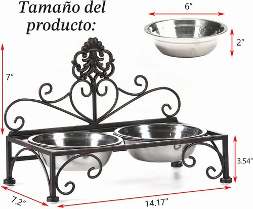 Vista 2 de Cuencos elevados para perros de 3.54 pulgadas de alto, cuenco elevado