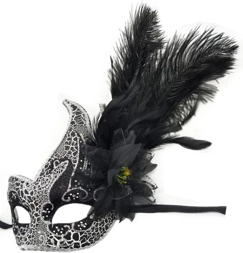 Vista 2 de Biruil Máscara de máscara de plumas para Halloween, Mardi Gras, cosplay, fiesta