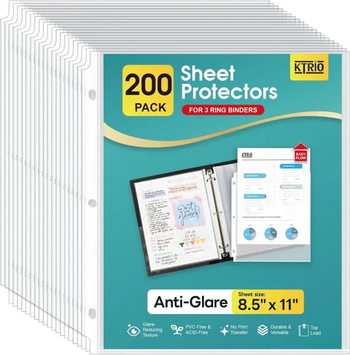 Vista 11 de Ktrio - Protectores de hojas tamaño carta (8.5 x 11 pulgadas), transparentes y antirreflejantes, fundas plásticas con abertura en la parte superior