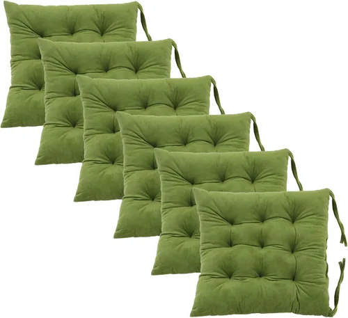Vista 16 de Juego de 2 cojines para sillas de comedor con lazos, almohadilla antideslizante para silla de cocina para interior y tapete de asiento de comedor