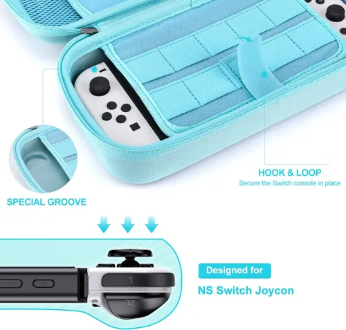 Vista 3 de innoAura Paquete de accesorios Switch OLED 18 en 1 con funda para interruptor, funda de juego para interruptor, protector de pantalla OLED, soporte