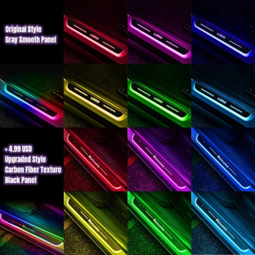 Vista 7 de Luces de umbral para coche, luz de pedal de coche con logotipo y texto personalizable, luces de bienvenida personalizadas para puerta de coche