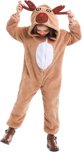 Vista 2 de Cuteshower Conjunto de pijama de reno navideño para niños, disfraz de animal de juego de rol