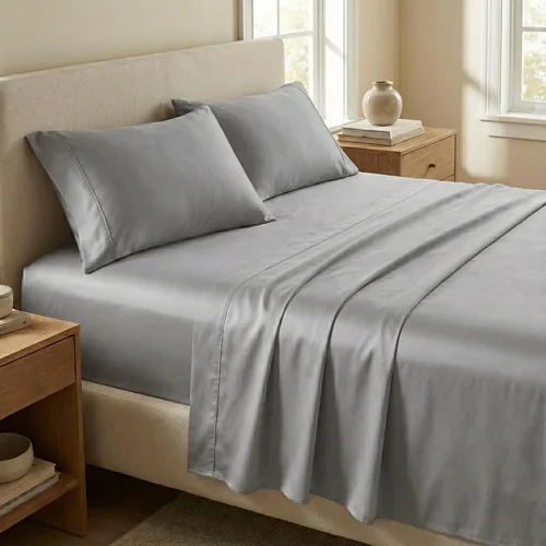 Vista 10 de Beckham Hotel Collection Juego de sábanas tamaño Twin 100% algodón, ropa de cama de satén de lujo 500TC, bolsillo profundo de 16", que absorbe
