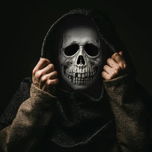 Vista 4 de Pañuelo de velo de elastano con estampado de calavera para fiestas de disfraces y disfraces