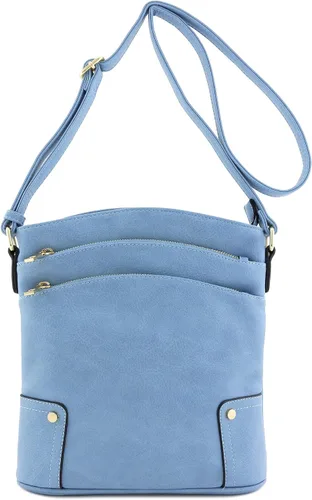 Vista 2 de Bolso cruzado grande con triple bolsillo con cremallera.