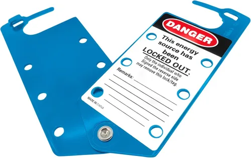 Vista 4 de Lockout Tagout Hasp 5 Pack 6 Agujero Diseño Seguridad Hebilla de Aluminio Bloqueo Azul
