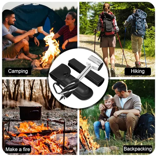Vista 6 de Survival Settlers Tool Bushcraft - Llave de taladro manual de ojo escocés para madera, herramienta de supervivencia con bolsa de cuero y gancho