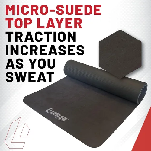 Vista 3 de Lifeline Fitness Premium - Tapete de yoga de gamuza de alta densidad para el hogar, tapete de entrenamiento ligero con correa de transporte, tapete