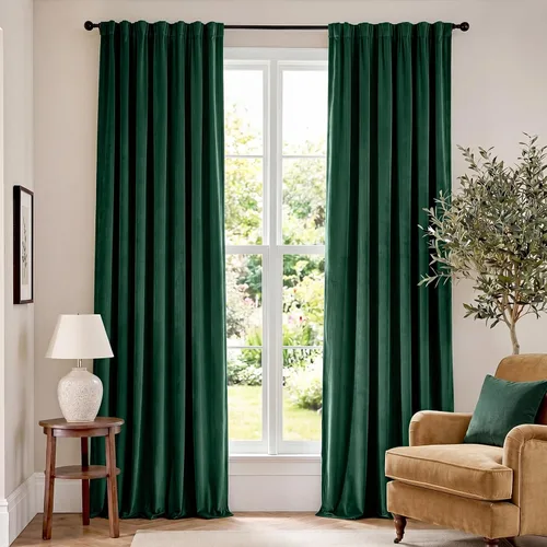 Vista 89 de Lazzzy Cortinas opacas de terciopelo beige de 84 pulgadas de largo con aislamiento térmico para oscurecer la habitación, cortinas forradas de lujo