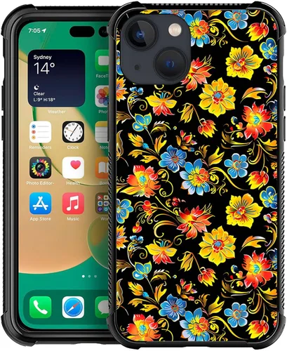 Vista 15 de ZHEGAILIAN Funda compatible con iPhone 14, fundas de caballo de baile de cristal de colores, parte trasera de vidrio templado+funda protectora