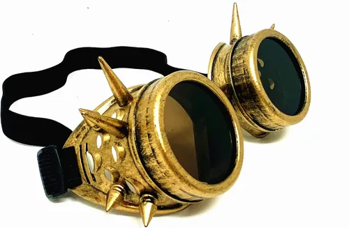 Vista 3 de Mad Scientist Time Traveler Steampunk - Gafas de disfraz de Halloween para mujeres y hombres Espiga de oro