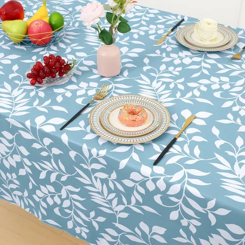 Vista 6 de misaya Mantel rectangular de vinilo impermeable, mantel lavable con reverso de franela, mantel de plástico para cena, picnic, interior y exterior