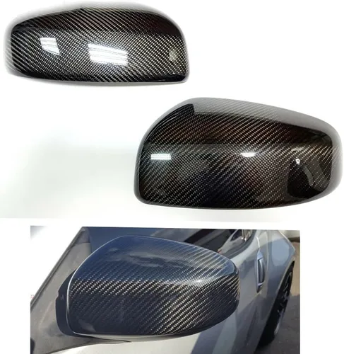 Vista 8 de Cubierta de espejo retrovisor lateral para 2009-2020 Nissan 370Z Z34 fibra de carbono negra