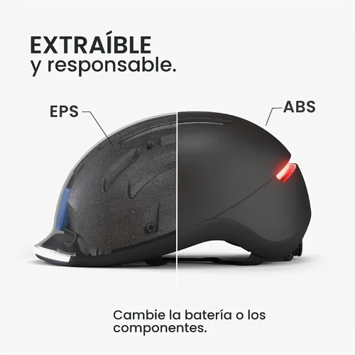 Vista 7 de Overade Casco salvavidas para bicicletas y e-scooters, con potente iluminación delantera/trasera, función intermitente, talla única