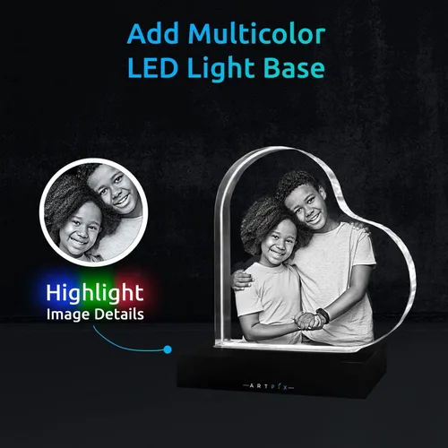 Vista 3 de ArtPix 3D Foto de cristal, regalos personalizados para mujeres, hombres, esposa, marido, mamá, grandes regalos personalizados con tu propia foto
