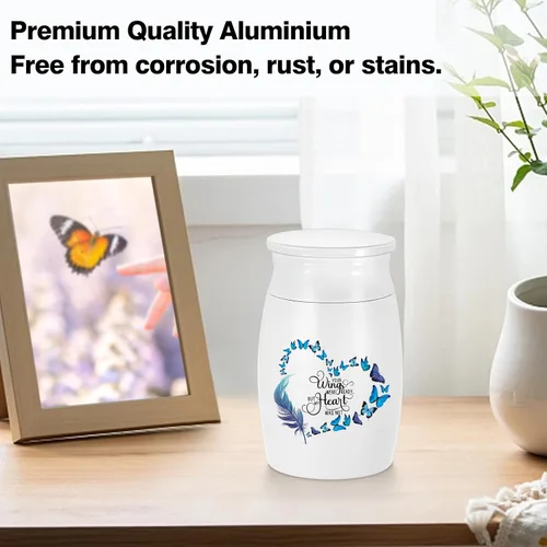 Vista 5 de Urna de aluminio para cenizas de mariposa, urna conmemorativa para cenizas humanas