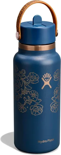 Vista 2 de Hydro Flask Botella de agua – Acero inoxidable aislado – Tapa flexible con popote de boca ancha, antiderrames, a prueba de fugas y recargable en 32