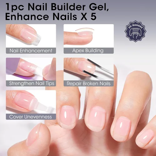 Vista 4 de GELLEN Gel constructor 5 en 1 para uñas, 0.7 fl oz fórmula transparente sin HEMA Gel constructor de uñas libre de hema de 0.7 fl oz