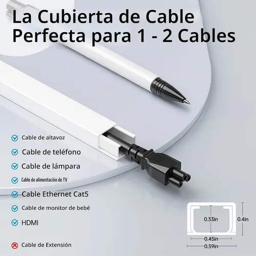 Vista 2 de Delamu Ocultador de cables, cubiertas de cable de 315 pulgadas para cables en la pared, ocultadores de cable de un cable, cubiertas de alambre