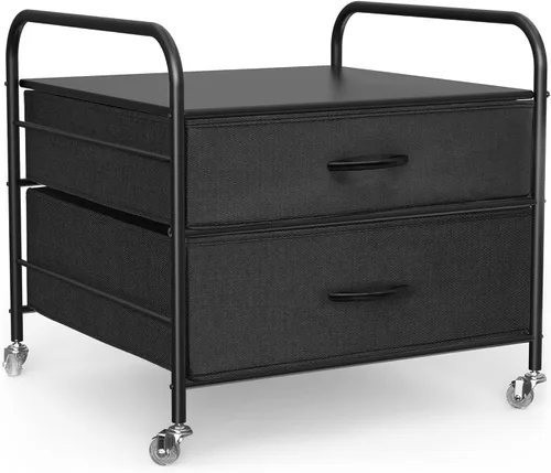 Vista 9 de EazeHome Mini soporte para nevera con almacenamiento, 120 libras BlackMini mesa de nevera, carrito de refrigerador de 2 cajones con ruedas, soporte