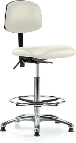 Vista 27 de Perch - Silla de laboratorio con ruedas cromadas con soporte de respaldo ajustable, altura del escritorio de 17 a 22 pulgadas, tela negra