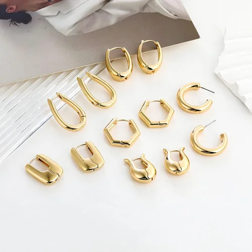 Vista 5 de Wgoud Juego de 6 pares de aretes de aro de oro para mujer, chapados en oro de 14 quilates, hipoalergénicos, ligeros, gruesos, abiertos, joyería