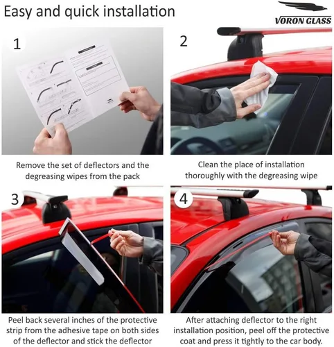 Vista 6 de Voron Glass Protectores de lluvia extra duraderos con cinta adhesiva para Toyota RAV4 2019-2025, deflectores de ventana, viseras de ventana