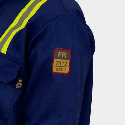 Vista 4 de Camisa Hi Vis de alta visibilidad FR resistente al fuego - 88% C/12% N - 7oz Azul marino