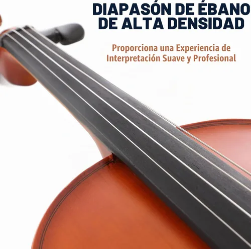 Vista 2 de Cecilio Viola de madera maciza de 16 pulgadas de tamaño completo, Viola acústica profesional artesanal con accesorios de ébano, cuerdas D'Addario