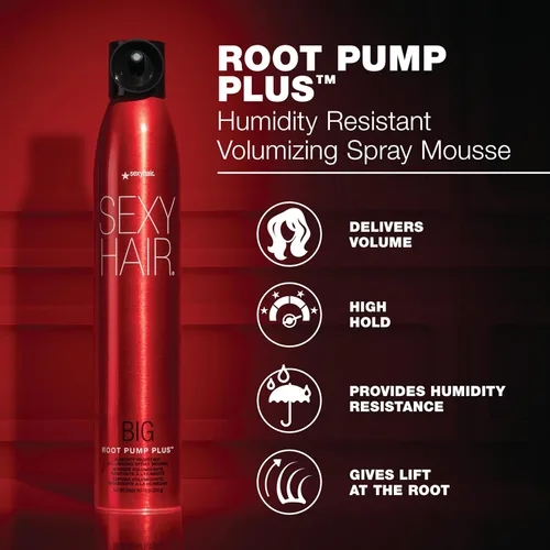Vista 3 de SexyHair Big Root Pump Plus Espuma en Spray Volumizadora Volumen con Alta Fijación Hasta 72 Horas de Resistencia a la Humedad