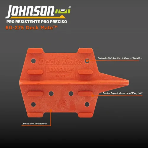 Vista 2 de Johnson Level & Tool 60-275 Deck Mate, herramienta espaciadora para tablas de cubierta, naranja, 1 nivel*