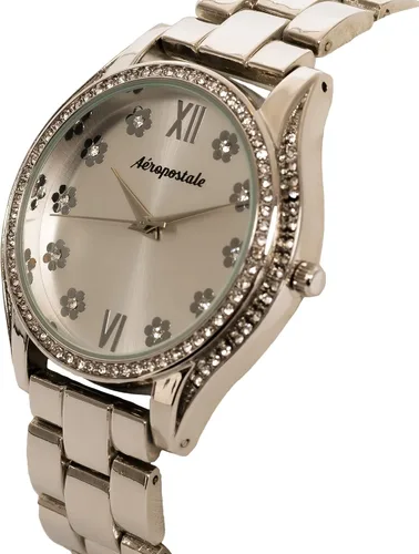 Vista 2 de AEROPOSTALE Aéropostale Women's Quartz Rose Gold or Silver Metal Watch - Flower Accent Sunray Dial - Casual Fashion Watch
