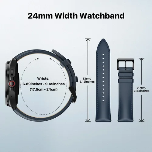 Vista 2 de Ticwatch Pro 5 - Correa de repuesto para reloj inteligente de 0.945 in de ancho, correa de reloj de piel de liberación rápida, correa de reloj Smart