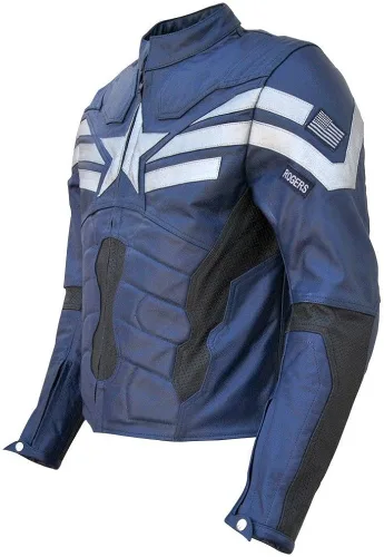 Vista 2 de coolhides Chaqueta de cuero real del soldado del capitán del invierno de los hombres