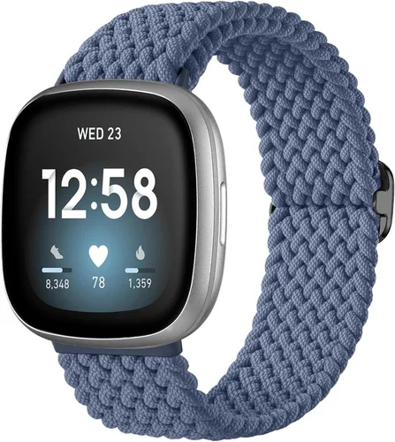 Vista 22 de Maledan Banda elástica trenzada compatible con Fitbit Sense/Versa 3/4 y Sense 2, correa elástica suave para reloj inteligente, accesorio