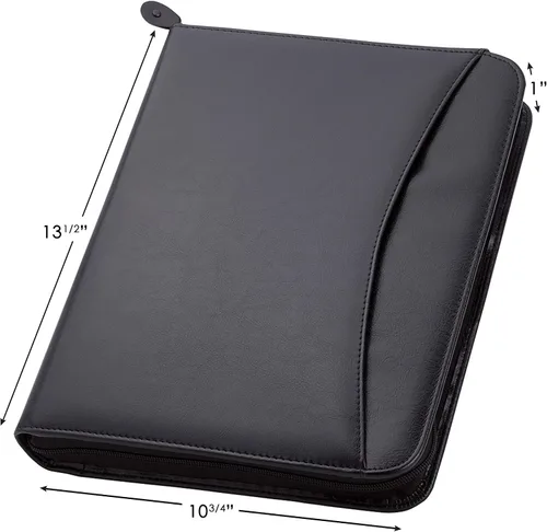 Vista 2 de Travigo Carpeta portafolio de 3 anillos con cremallera, de piel sintética de 1.25 pulgadas con cremallera para mujeres y hombres, carpeta