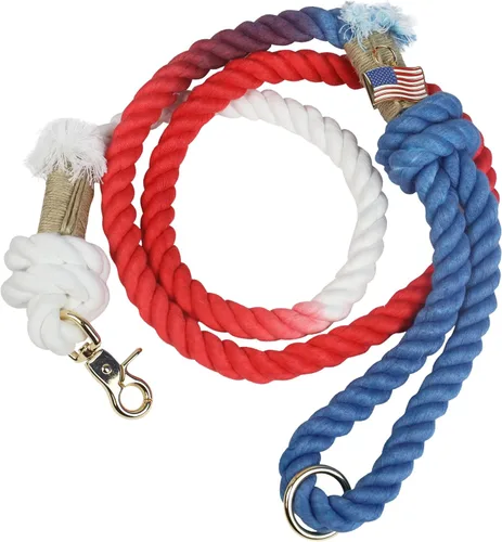 Vista 13 de Puppysentials - Correa de perro de cuerda de algodón trenzada de 5 pies para perros medianos y grandes Agarre suave y cómodo con un cierre Azul