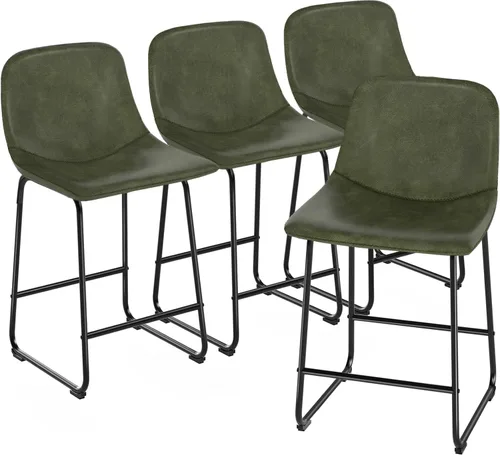 Vista 25 de TAVR Furniture Leathaire - Juego de 2 taburetes de tela con altura de mostrador, sillas de isla sin brazos, con capacidad para hasta 500 libras