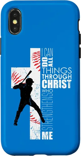 Vista 5 de Blue Christian Baseball Gifts Teen Boys Cross Bible Phone Case para iPhone 17