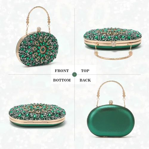 Vista 2 de LUI SUI Bolso de mano de noche con diamantes de imitación para mujer, bolsa de mano con diamantes brillantes y brillantes, bolsa de fiesta de boda