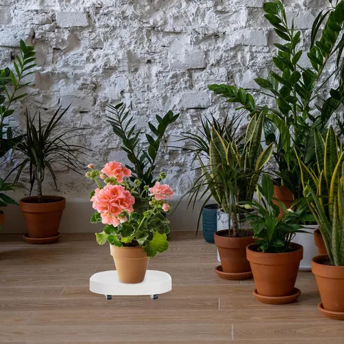 Vista 8 de Plato rodante para maceta con ruedas, soporte de ruedas resistente para plantas en maceta, bandeja de base redonda con ruedas, soporte para macetas
