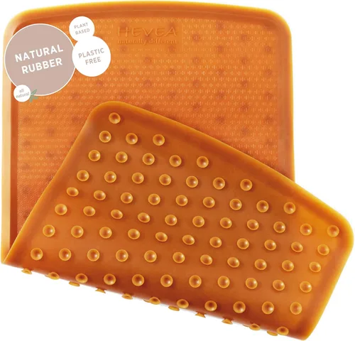 Vista 8 de HEVEA Tapete de baño ondulado de goma natural, largo, 28 x 16 pulgadas, tapete antideslizante para ducha y bañera con 388 ventosas, sin plástico