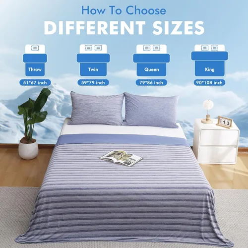 Vista 24 de Marchpower - Manta de enfriamiento para niños que duermen con calor, manta de lana fresca Arc-Chill con diseño de doble cara, fibra de enfriamiento