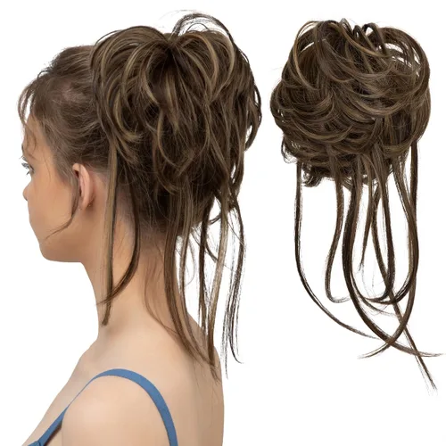 Vista 31 de Extensiones de cabello rizado con cola de caballo, cabello sintético con coleta recta, coleteros para mujer, rubio ceniza/rubio playa