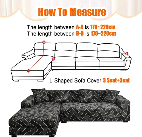 Vista 3 de MIFXIN Funda de sofá seccional de 2 piezas elásticas de 3 asientos en forma de L, fundas elásticas impresas para sofá seccional, protector