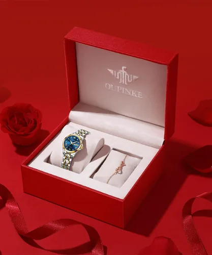 Vista 5 de OUPINKE Reloj automático para mujer, mecánico, cuerda automática, clásico de lujo