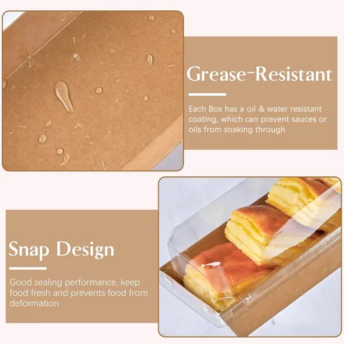 Vista 4 de ZORRITA 100 Pack 7.5"x3.3" Paper Charcuterie Boxes with Clear Lids Marrón-paquete de 100