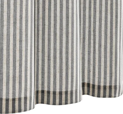 Vista 6 de Vangao Cenefa de lino a rayas, color negro, 50 pulgadas de ancho x 16 Boxter Stripe Negro sobre Beige