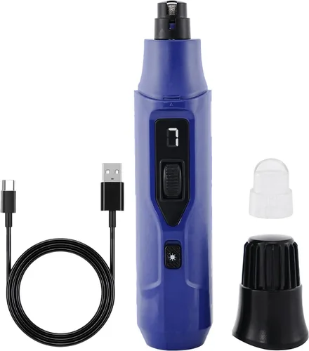 Vista 7 de Tife Molinillo de uñas para perros de 7 velocidades con luz LED, USB-C recargable (rosa)